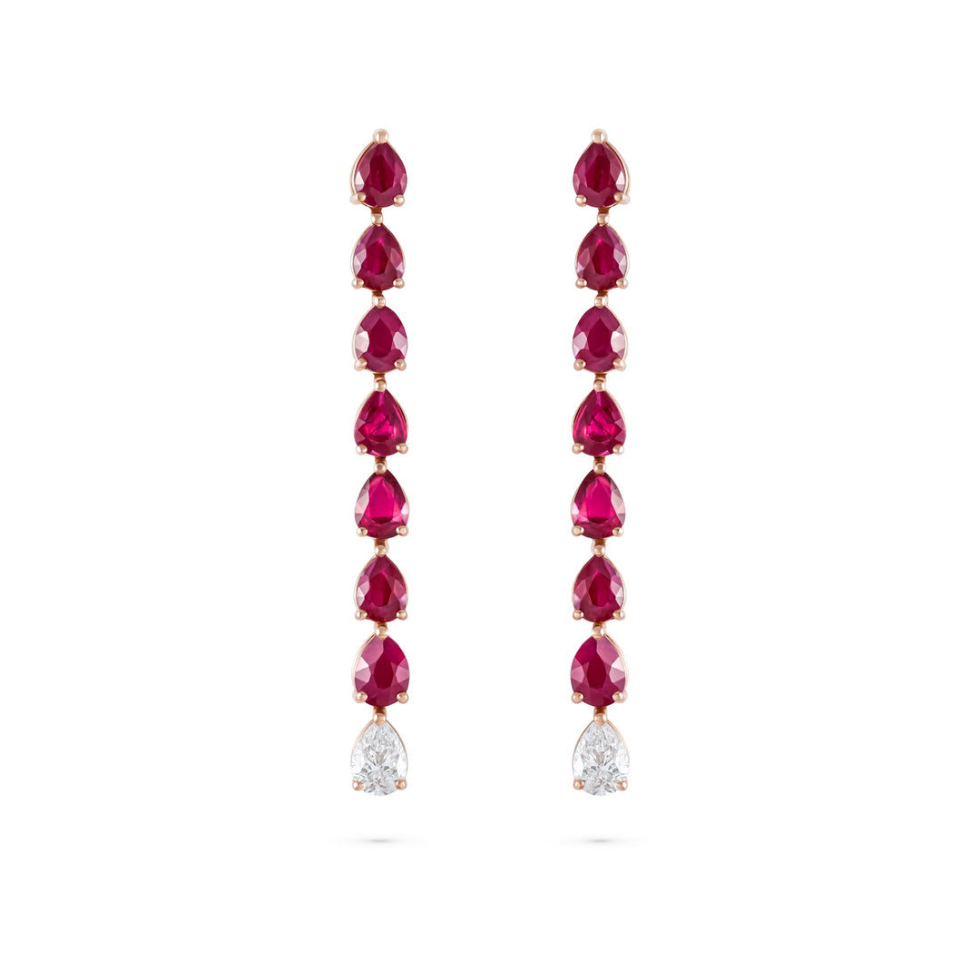 Odd One - Out Earrings | 7 Red Rubies - HIBA JABER