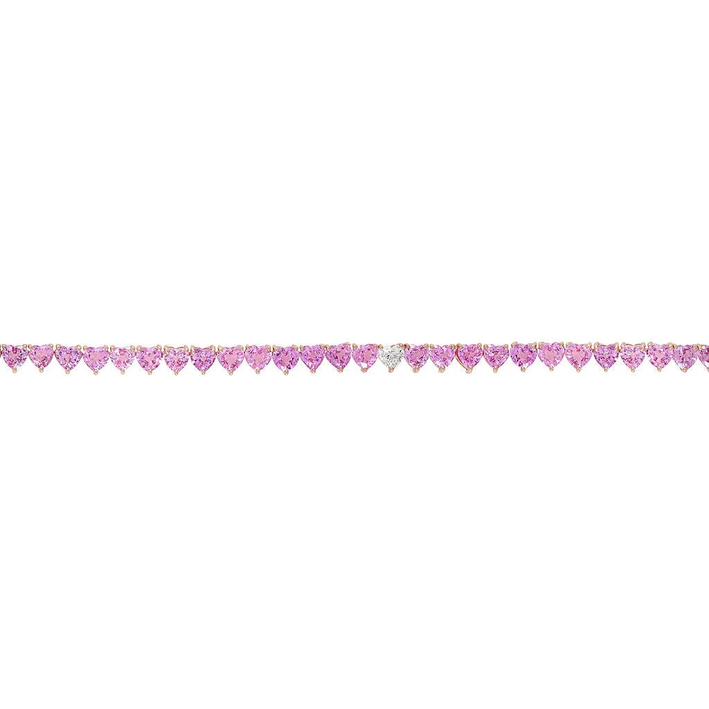 Odd One Out Hearts Bracelet | Pink Sapphires - HIBA JABER