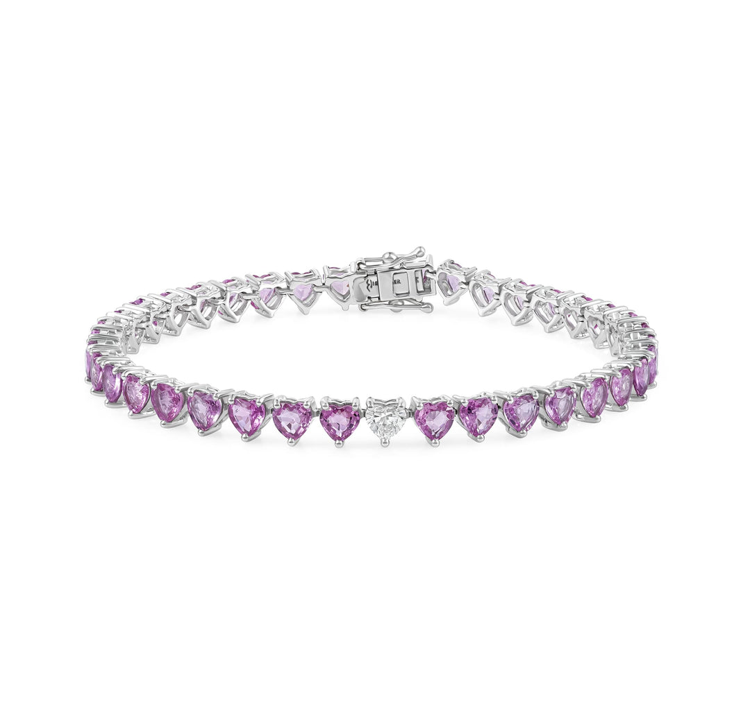 Odd One Out Hearts Bracelet | Pink Sapphires - Small - HIBA JABER