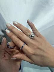 Odd One Out Ring | Blue Tanzanite Pears with Blue Sapphire - HIBA JABER