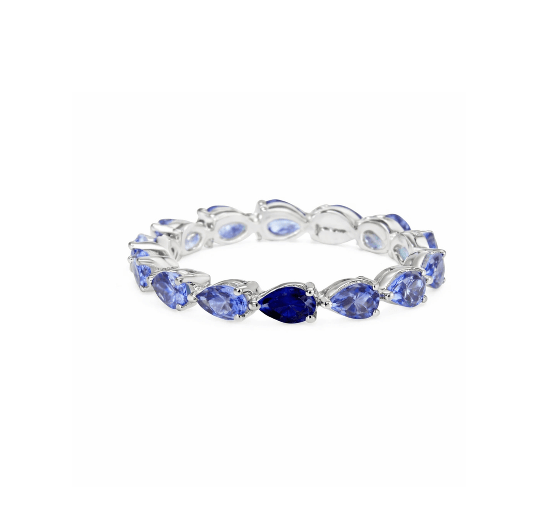 Odd One Out Ring | Blue Tanzanite Pears with Blue Sapphire - HIBA JABER
