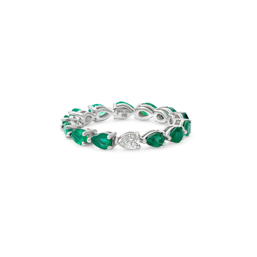 Odd One Out Ring | Green Emerald Pears Sideways - HIBA JABER