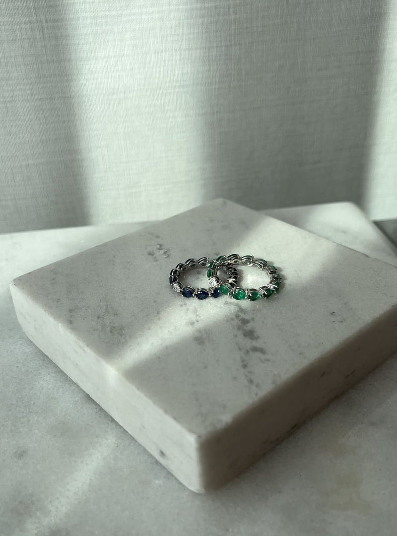 Odd One Out Ring | Green Emerald Pears Sideways - HIBA JABER