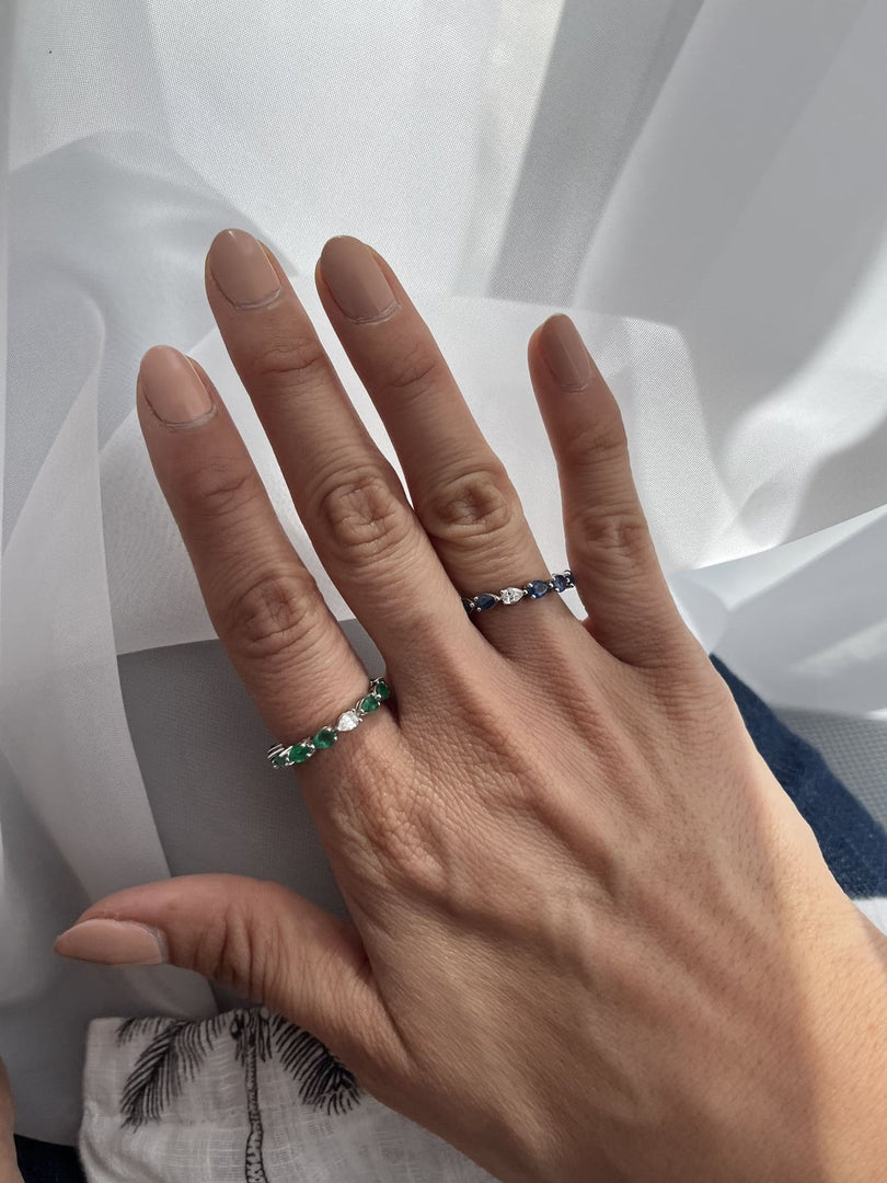 Odd One Out Ring | Green Emerald Pears Sideways - HIBA JABER