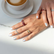 Odd One Out Slanted Oval Ring / Red Rubies - HIBA JABER