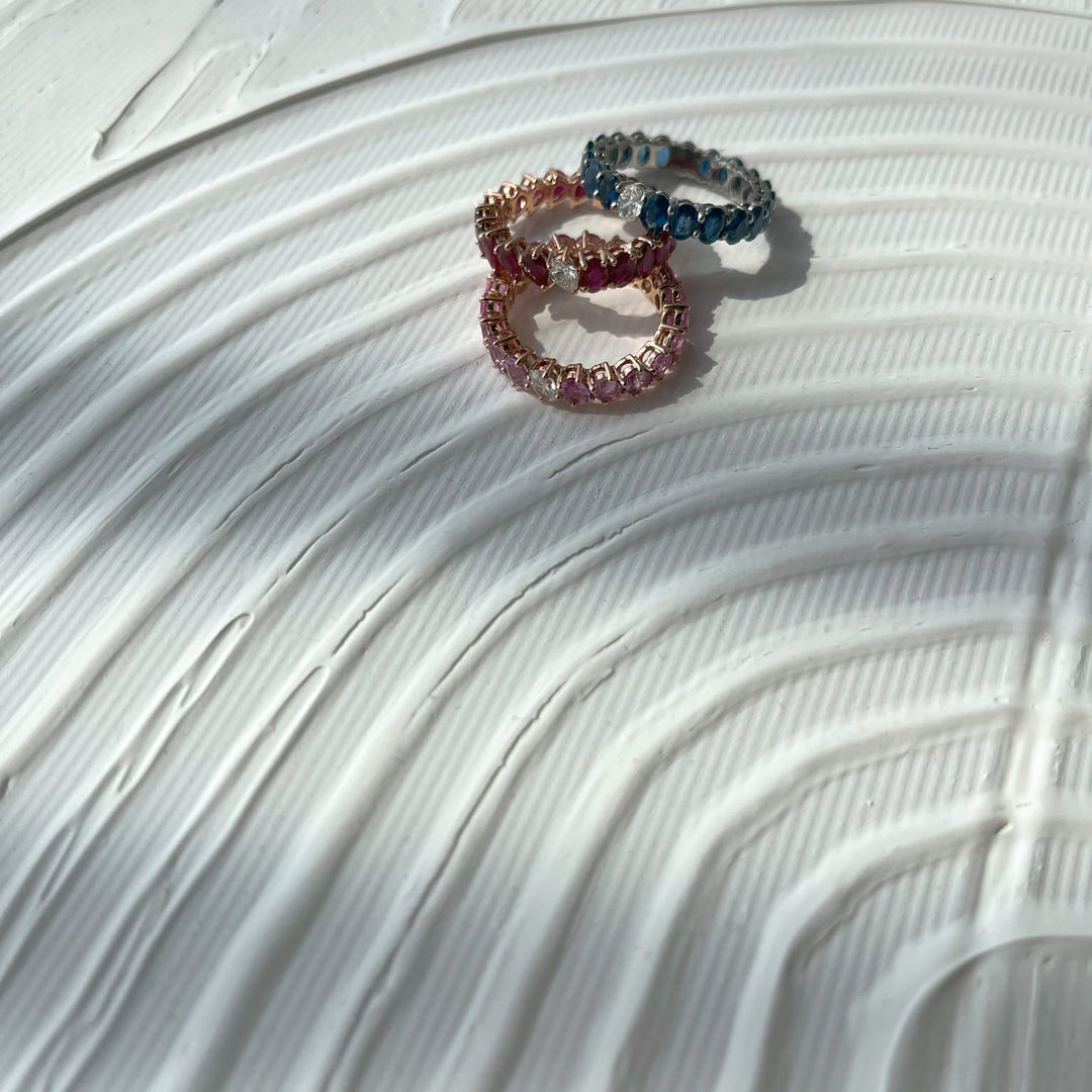 Odd One Out Slanted Oval Ring / Red Rubies - HIBA JABER