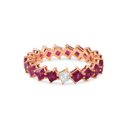 Odd One Out Slanted Princess Ring/ Red Rubies - HIBA JABER