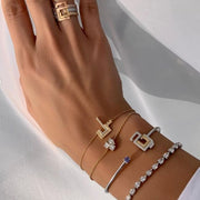 Open Bangle with a Colored Gemstone - HIBA JABER