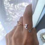 Load image into Gallery viewer, Open Ring with Topaz with Letter - JEEM - HIBA JABER
