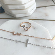 Open Ring with Topaz with Letter - JEEM - HIBA JABER