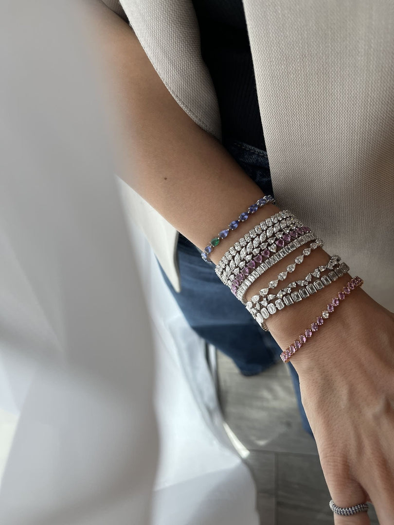 Oval Diamond Tennis Bracelet 0.19 Each - HIBA JABER