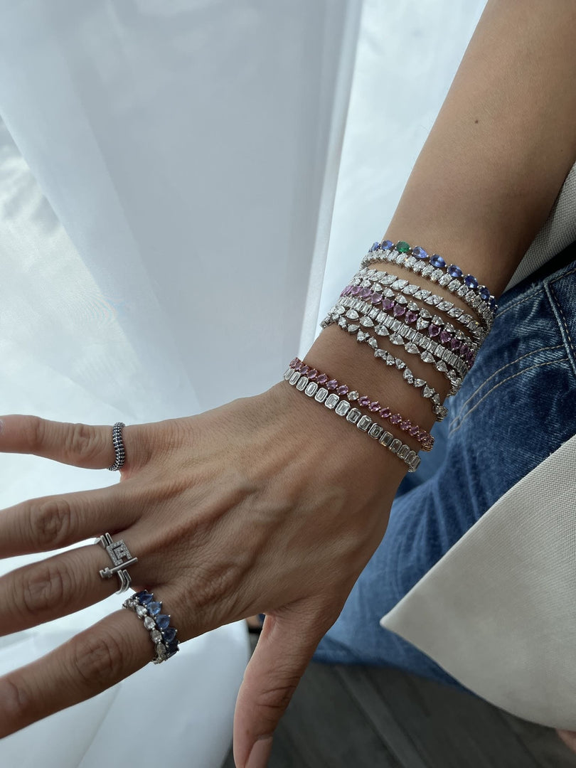 Oval Diamond Tennis Bracelet 0.19 Each - HIBA JABER