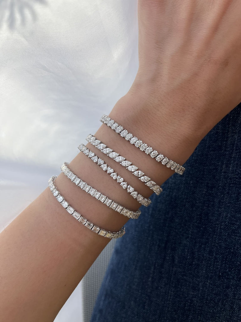 Oval Diamond Tennis Bracelet 0.19 Each - HIBA JABER