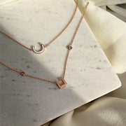 Plain Initial Gold Necklace - With diamonds on the Sides - HIBA JABER