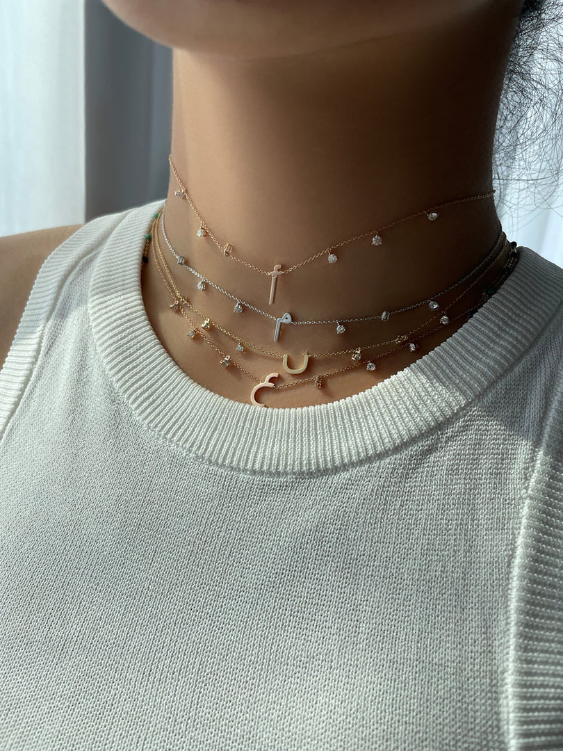 Plain Initial Hanging Necklace - HIBA JABER