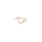 Load image into Gallery viewer, Plain Initial Open Ring with a Gemstone - HIBA JABER
