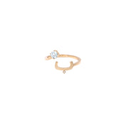Plain Initial Open Ring with a Gemstone - HIBA JABER