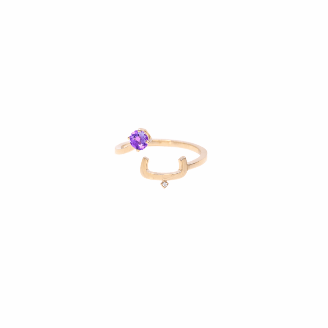 Plain Initial Open خاتم مع a Gemstone - HIBA JABER
