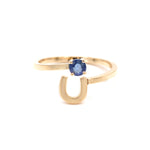 Load image into Gallery viewer, Plain Initial Open Ring with a Gemstone - HIBA JABER
