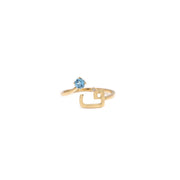 Plain Initial Open Ring with a Gemstone - HIBA JABER