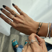 Plain Initial Open Ring with an Emerald Heart - HIBA JABER