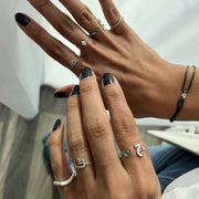 Plain Initial Open Ring with an Emerald Heart - HIBA JABER