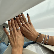 Plain Initial Open Ring with an Emerald Heart - HIBA JABER