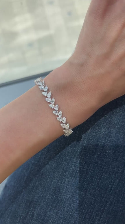 Marquise & Round Diamond Tennis Bracelet 0.3ct Each