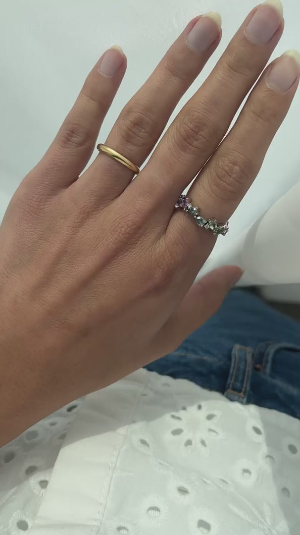 Zigzag Pear Multicolored Droplet Ring