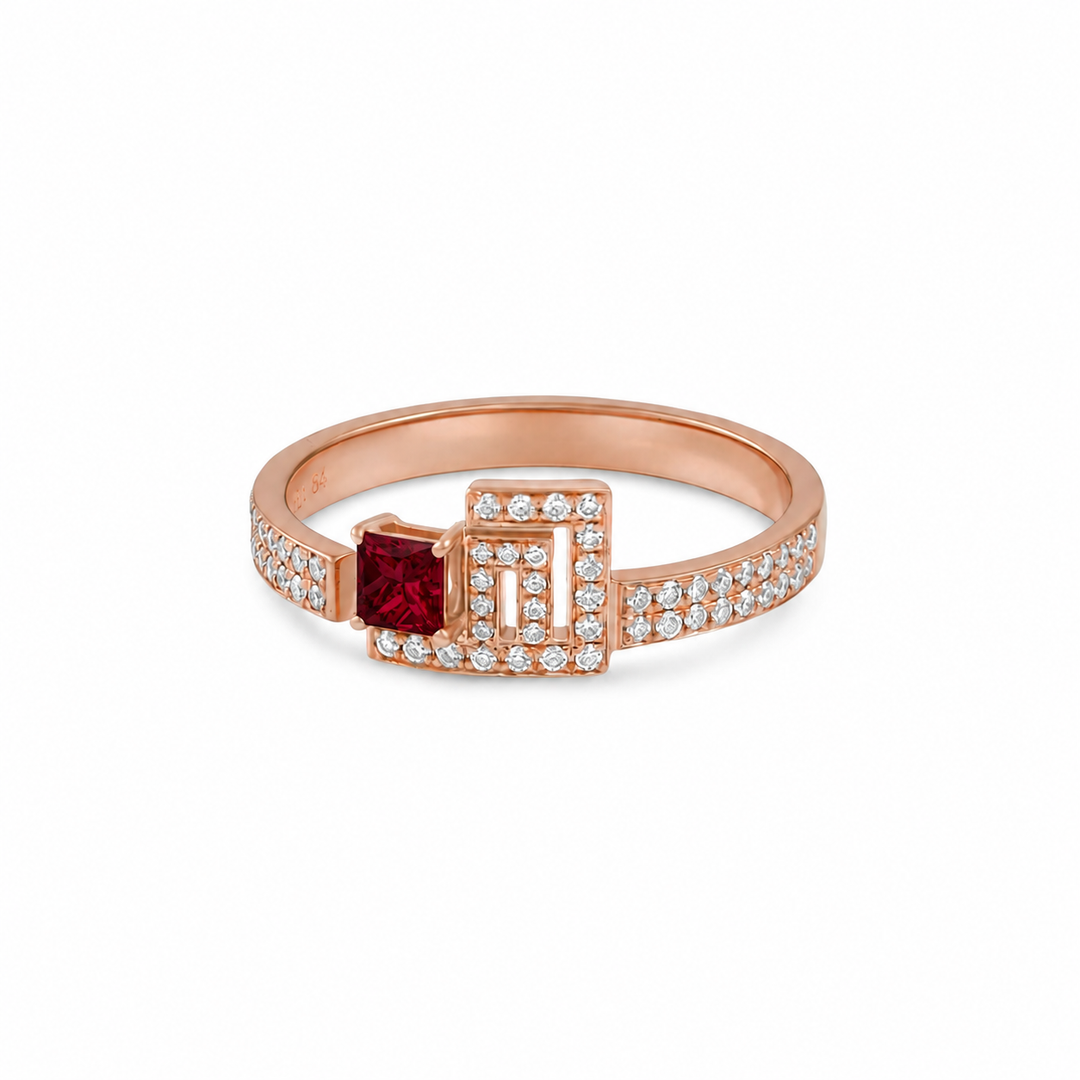 princess cut diamond red ruby