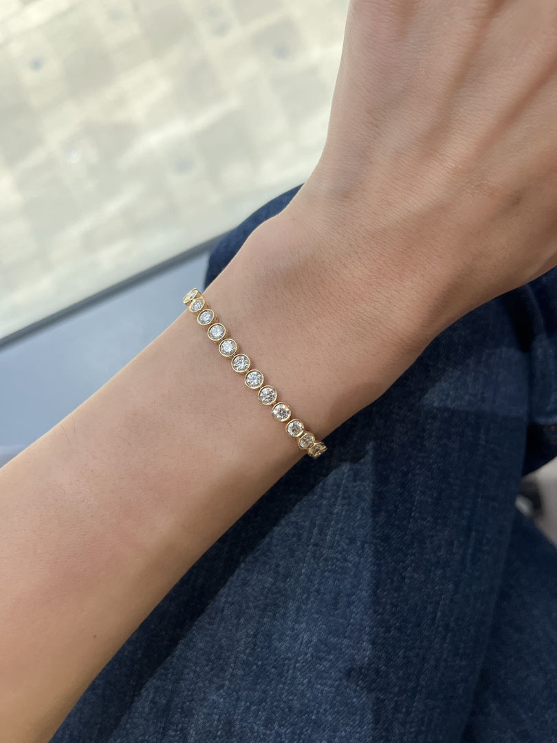 Round Diamond Bezel Setting Tennis Bracelet 0.20ct Each - HIBA JABER