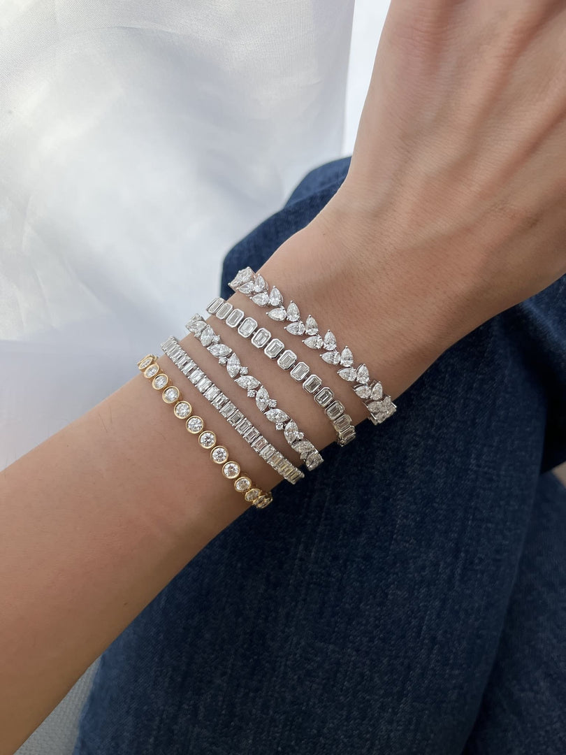 Round Diamond Bezel Setting Tennis Bracelet 0.20ct Each - HIBA JABER
