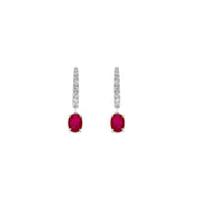 Ruby Hanging Diamonds Hoops - Set of Earrings - HIBA JABER