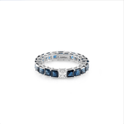 Sapphire Eternity Ring With an Odd Diamond - HIBA JABER