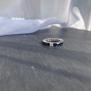 Sapphire Eternity Ring With an Odd Diamond - HIBA JABER