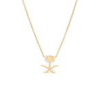 Load image into Gallery viewer, Saudi Emblem Rose Gold Necklace - White - HIBA JABER
