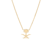 Saudi Emblem Rose Gold Necklace - White - HIBA JABER
