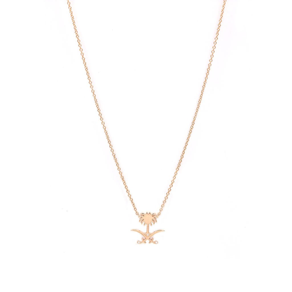 Saudi Emblem Rose Gold Necklace - Yellow - HIBA JABER