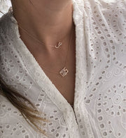 Single Initial Chain Necklace Set In Diamonds - HIBA JABER