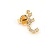 Single Initial Earring - With Diamonds/ Single Piece - HIBA JABER