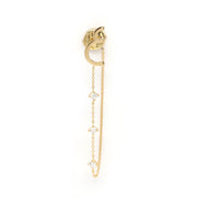 Single Initial Earring With Hanging Chain - Single Piece - HIBA JABER