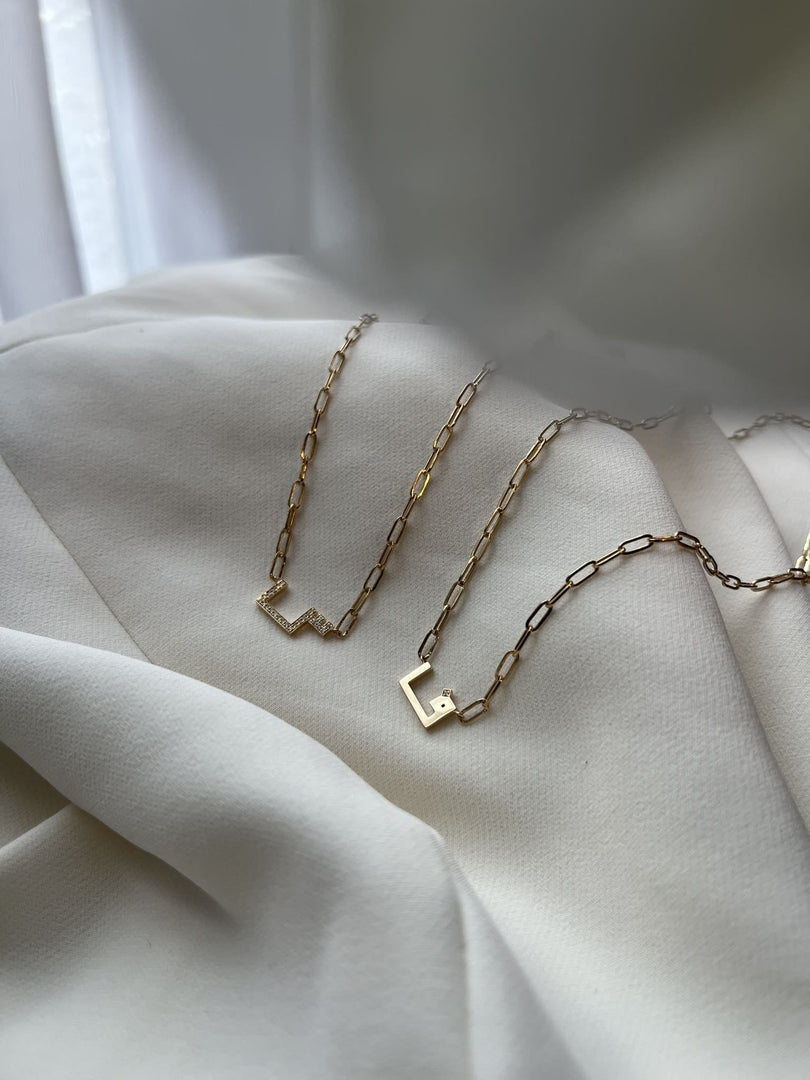 Single Initial Necklace in Bold Chain - Plain - HIBA JABER