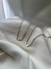 Single Initial Necklace in Bold Chain - Plain - HIBA JABER