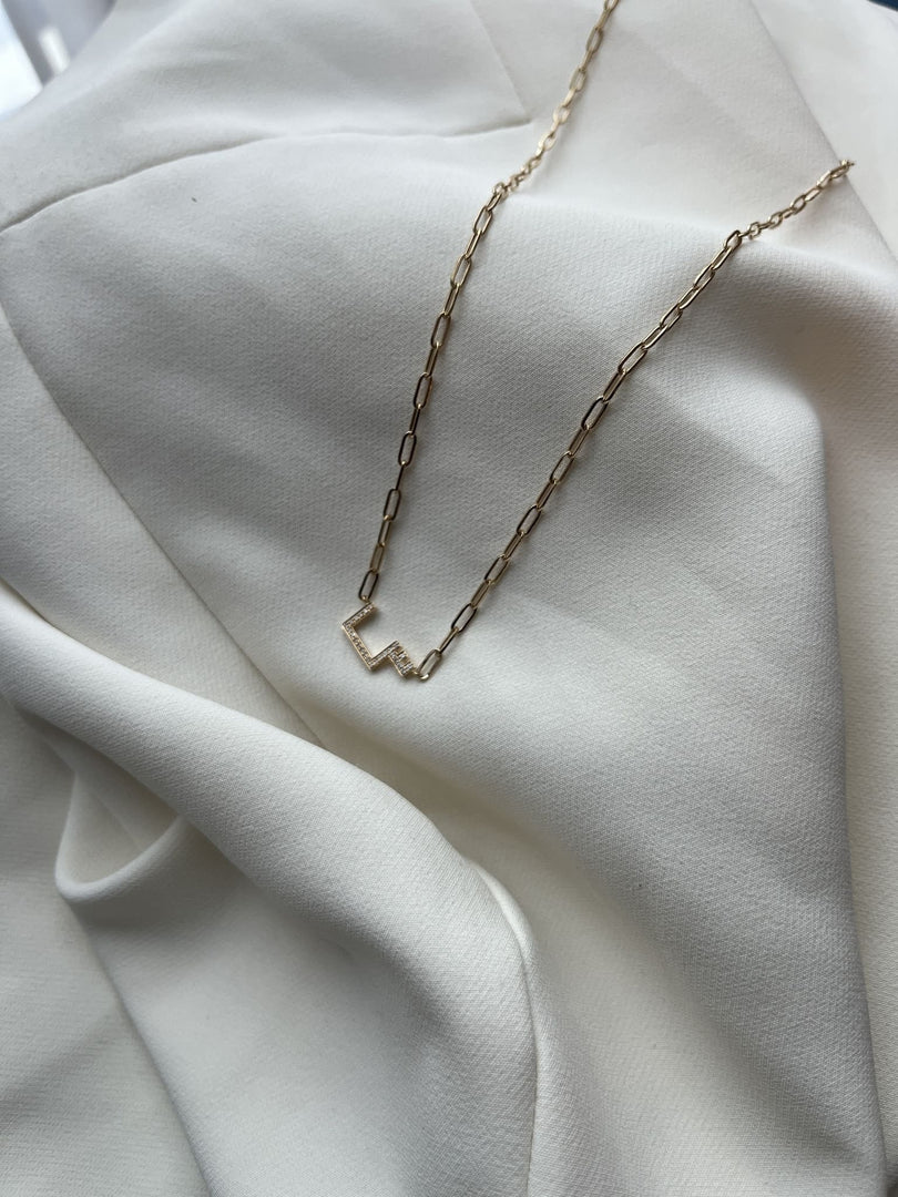 Single Initial Necklace in Bold Chain - Set in Diamonds - HIBA JABER