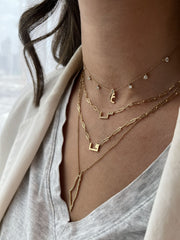 Single Initial Necklace in Bold Chain - Set in Diamonds - HIBA JABER