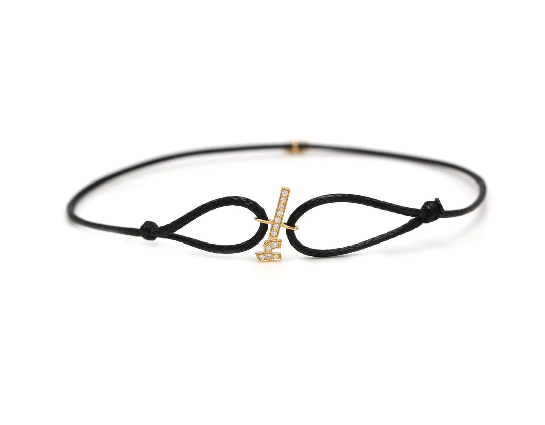 Single Initial Thread Bracelet - Set in Diamonds - HIBA JABER