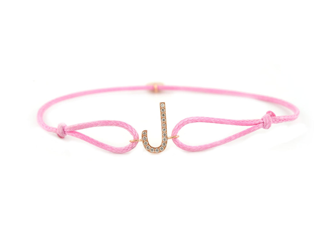 Single Initial Thread Bracelet - Set in Diamonds - HIBA JABER