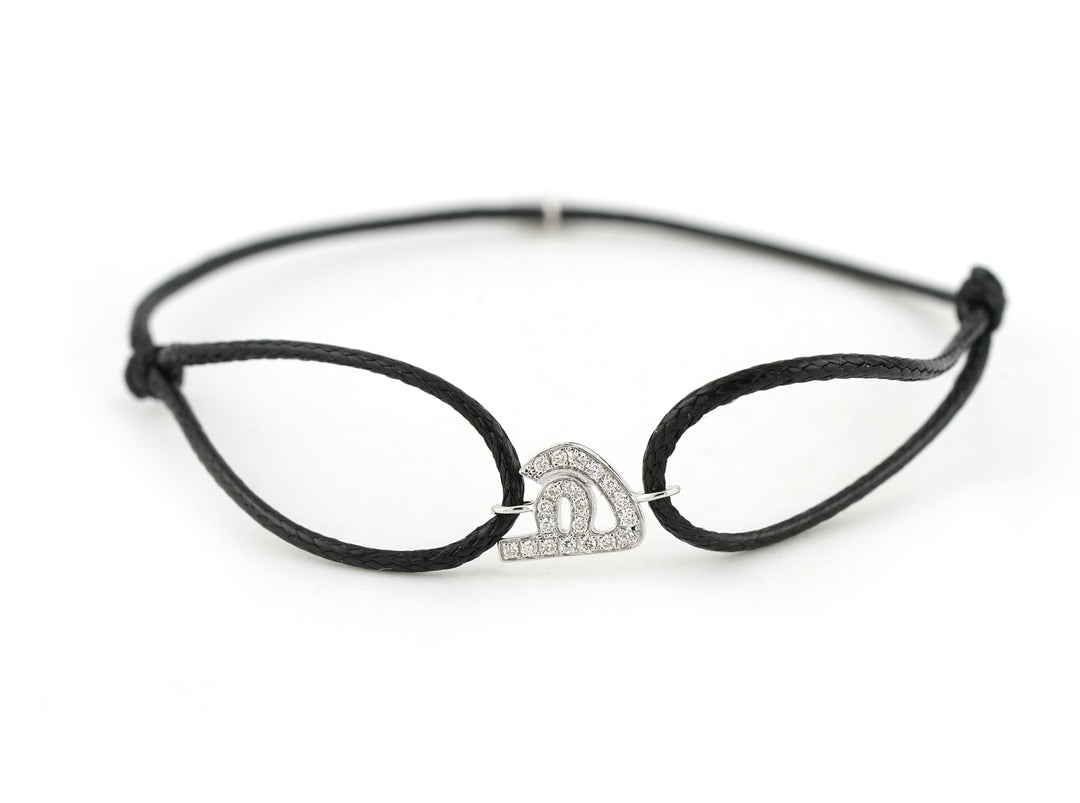 Single Initial Thread Bracelet - Set in Diamonds - HIBA JABER