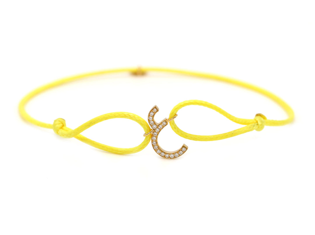 Single Initial Thread Bracelet - Set in Diamonds - HIBA JABER