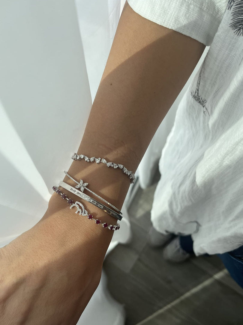 Spaced - Out Ruby Bracelet with Customized Initials - HIBA JABER